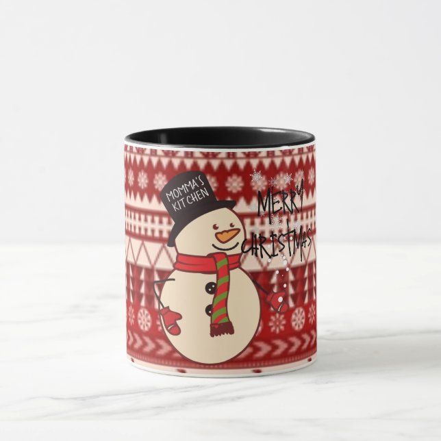 Cute Christmas Snowman Cartoon Custom Holiday Mugg (Center)