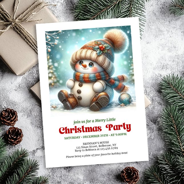 Cute Christmas snowman digital download party card Inbjudningar (Cute Christmas snowman digital download party card)