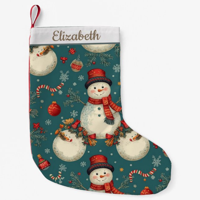 Cute Christmas Snowman Liten Julstrumpa (Framsidan)
