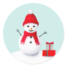 Cute christmas snowman pastel watercolor sticker