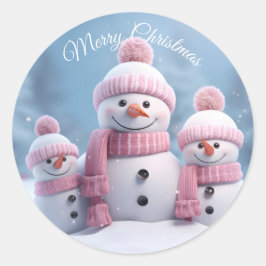 Cute Christmas Snowman Sticker Runt Klistermärke