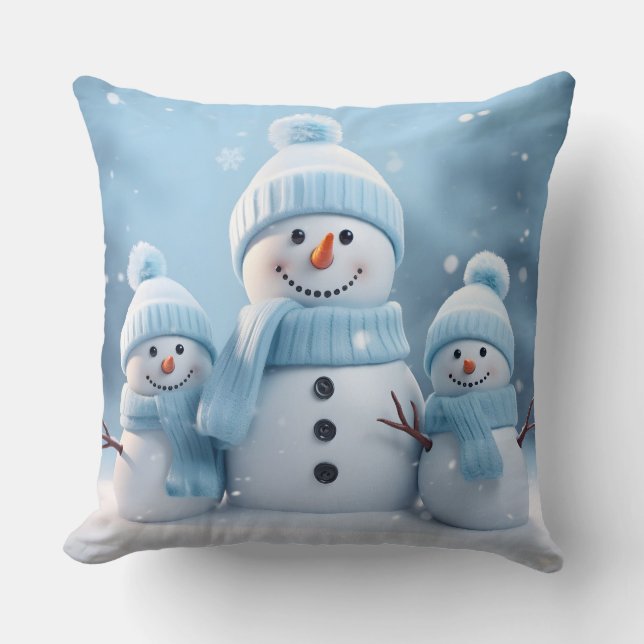 Cute Christmas Snowman Throw Pillow Kudde (Framsida)