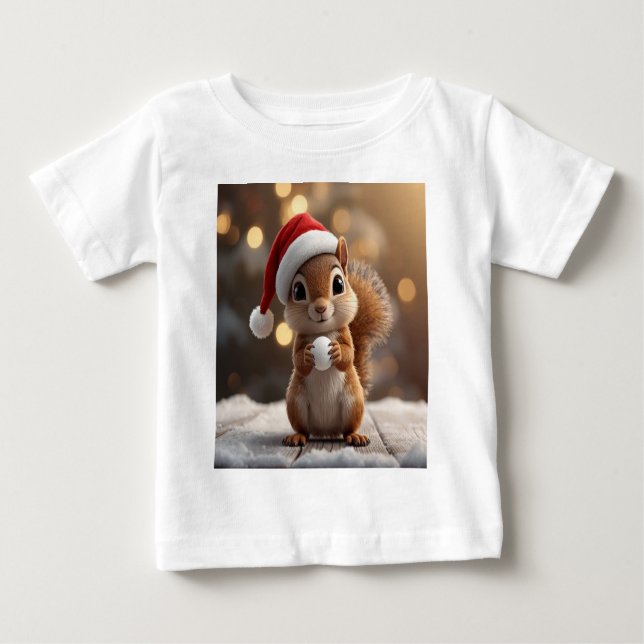 Cute Christmas Squirrel Baby Jersey Tee (Framsida)
