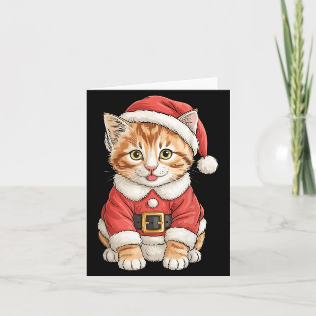 Cute Christmas Tabby Cat Santa  Kort (Framsida)