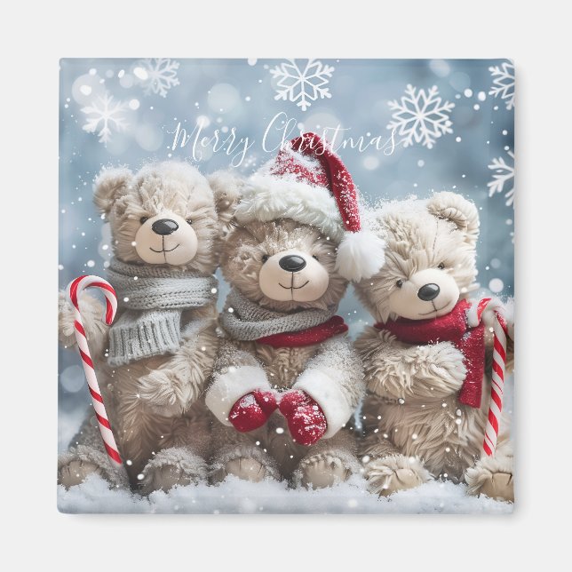 Cute Christmas Teddy Bear Magnet (Framsidan)