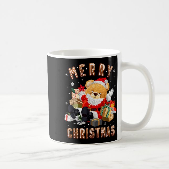 Cute Christmas Teddy Bear Santa Claus  Kaffemugg (Höger)