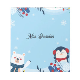 Cute Christmas Teddy Bear Teacher Notepad Anteckningsblock