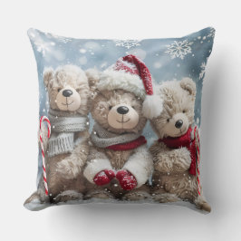 Cute Christmas Teddy Bear Throw Pillow Kudde