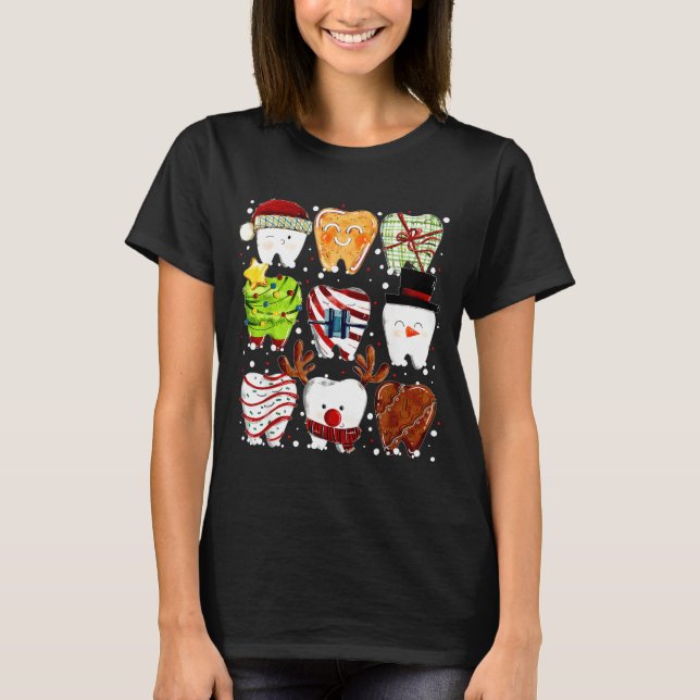 Cute Christmas Teeth Funny Christmas Dentist Denta T Shirt (Framsida)