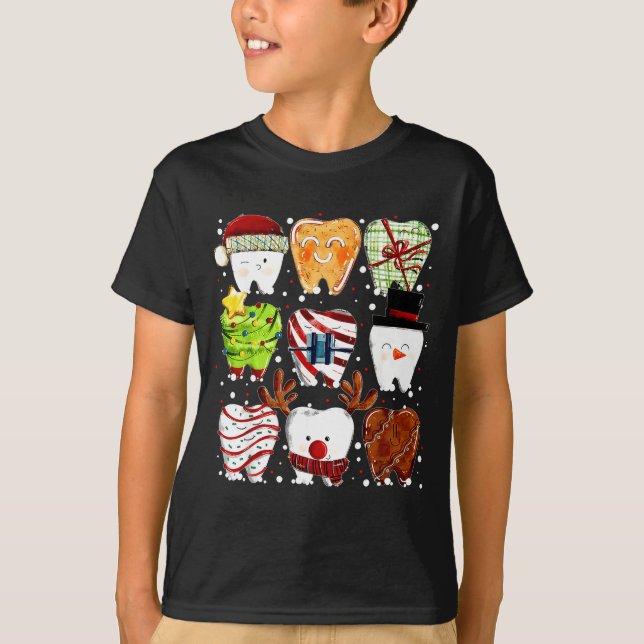 Cute Christmas Teeth Funny Christmas Dentist Denta T Shirt (Framsida)