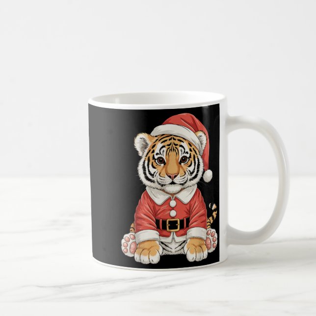 Cute Christmas Tiger Santa Safari Animal  Kaffemugg (Höger)