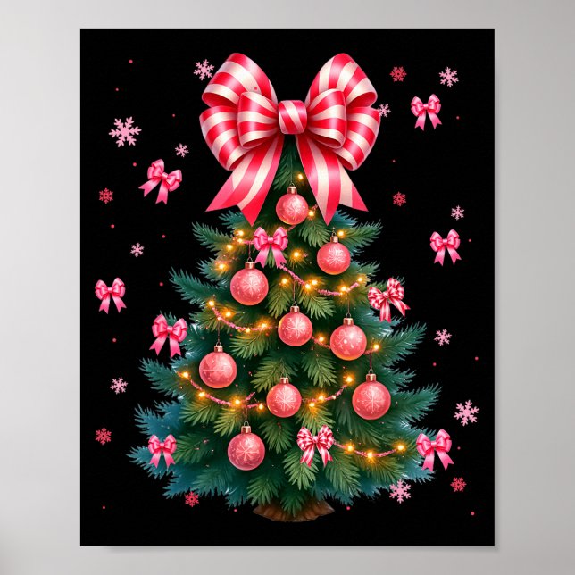 Cute Christmas Tree Coquette Nk Tree Light Xmas Wo Poster (Framsidan)