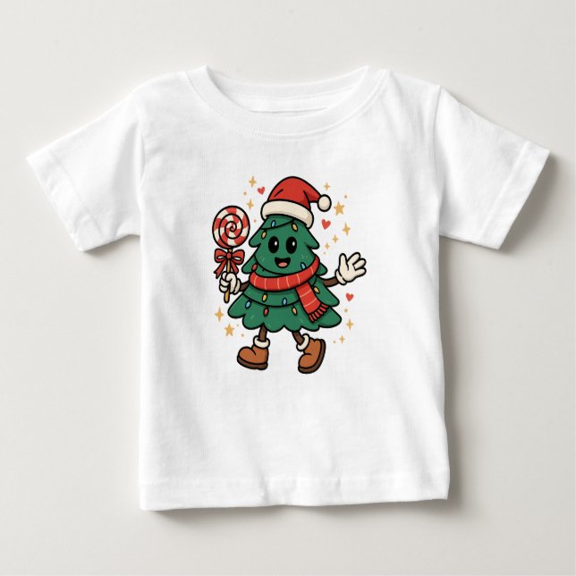 Cute Christmas Tree Kids T-Shirt / Festive Holiday (Framsida)