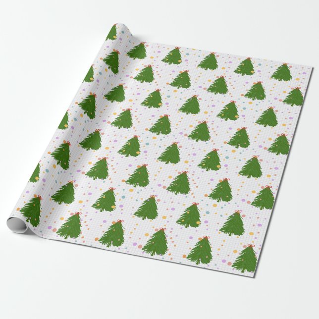 Cute Christmas Tree Pattern Presentpapper (Utrullad)