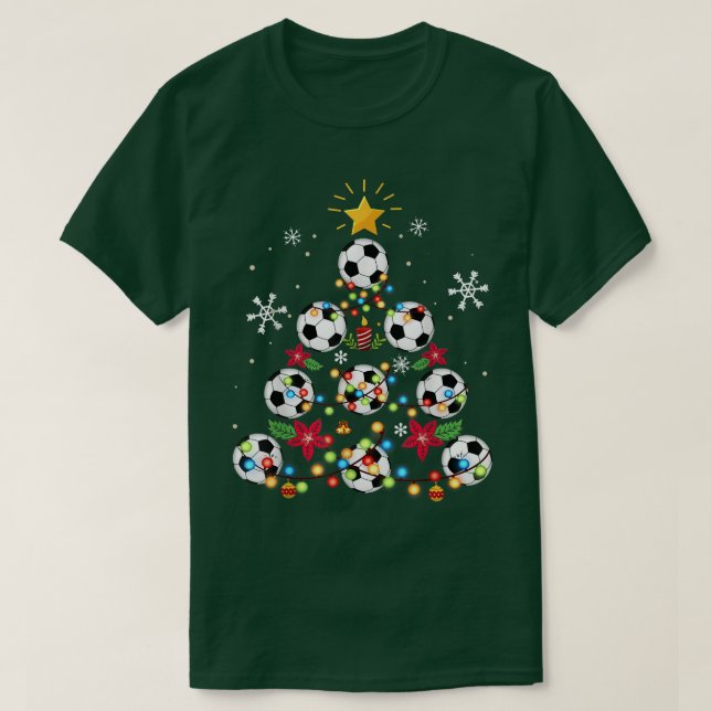 Cute Christmas Tree Soccer Ball Santa Hat Family X T Shirt (Design framsida)