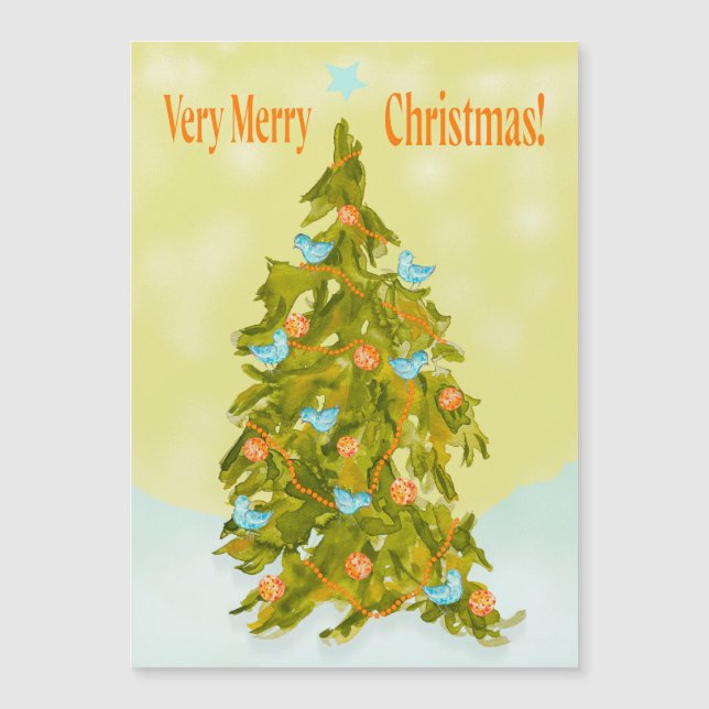 Cute Christmas Tree with Blue Birds (Framsida)