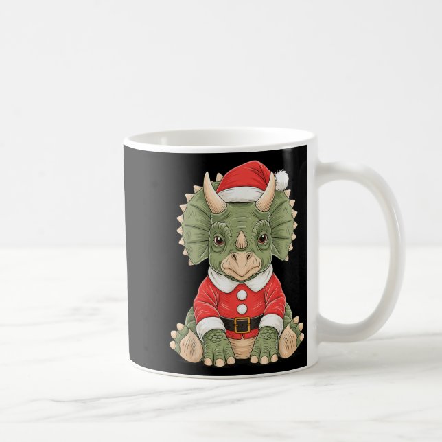 Cute Christmas Triceratops Santa Dinosaur  Kaffemugg (Höger)