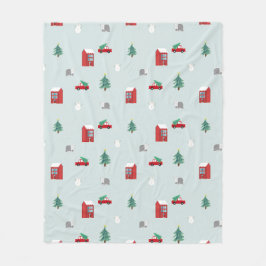 Cute Christmas Village Pattern Fleecefilt