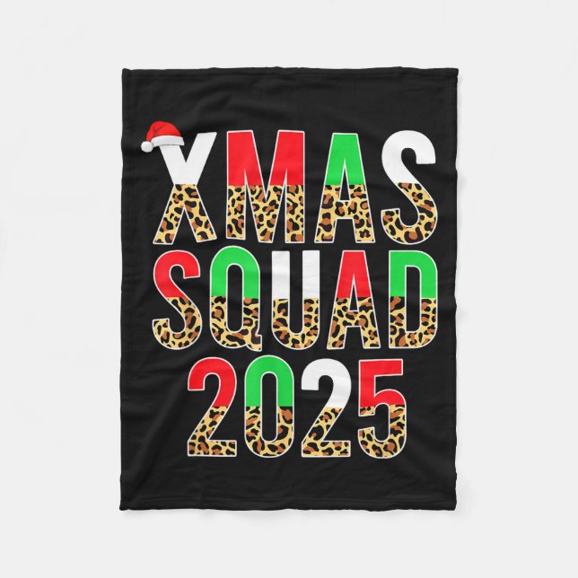 Cute Christmas Xmas Squad 2025 Leopard Print Famil Fleecefilt (Framsidan)