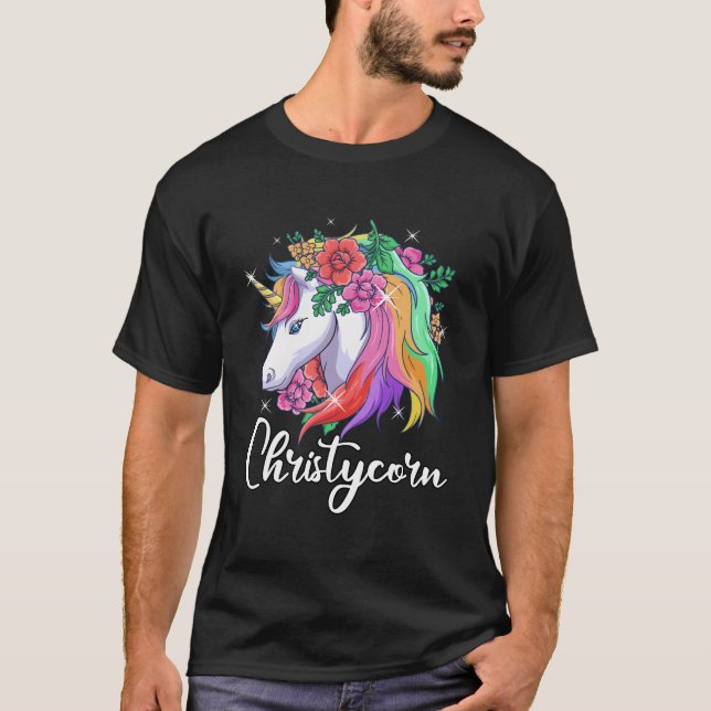 Cute Christycorn Personlig Namn Unicorn Christy T Shirt (Framsida)