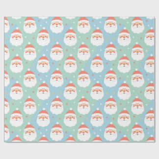 Cute Chubby Santa Heads Pastel Seamless Wrapping P Presentpapper