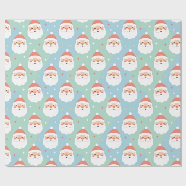 Cute Chubby Santa Heads Pastel Seamless Wrapping P Presentpapper (Platt)
