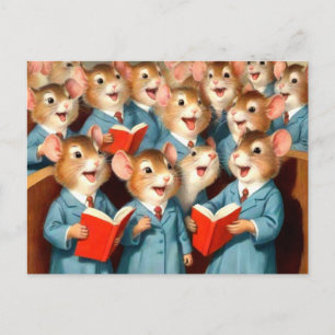Cute Church Choir Mice-vykort Vykort