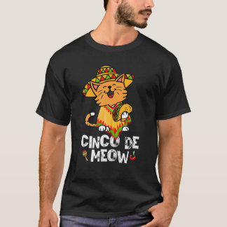 Cute Cinco De Meow Poncho Sombrero Mexican Cat Cin T Shirt