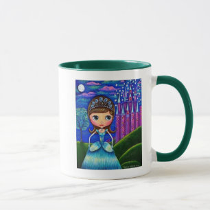 Cute Cinderella Doll Wearing Tiara Castle Mugg