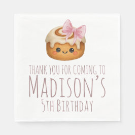 Cute Cinnamon Roll Bun Girl Birthday Party Pappersservett