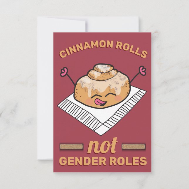 Cute Cinnamon Roll not Gender Roles Funny Feminist Tack Kort (Framsida)