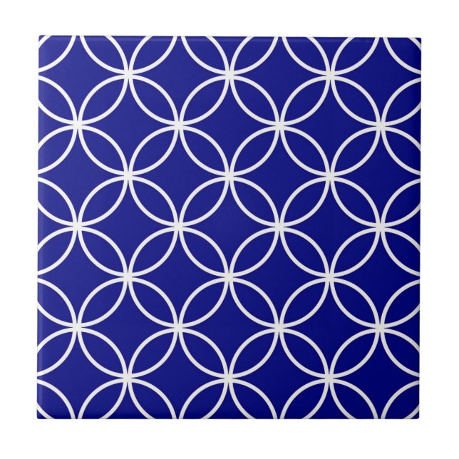 Cute Circles Geometric Mönster Navy Blue Kakelplatta (Framsidan)