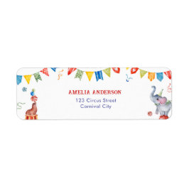 Cute Circus Animals Carnival Address Label Returadress Etikett