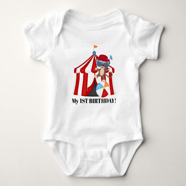 Cute Circus apa unisex första födelsedag T Shirt (Framsida)
