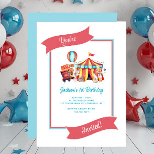 Cute Circus Big Top Barn Birthday-inbjudan Inbjudningar