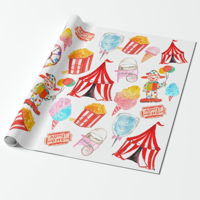 Cute Circus Carnival Festival Barn Kids Party Presentpapper (Utrullad)
