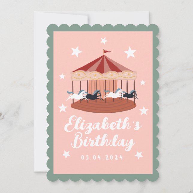 Cute Circus Carnival Festival Birthday Inbjudningar (Baksida)