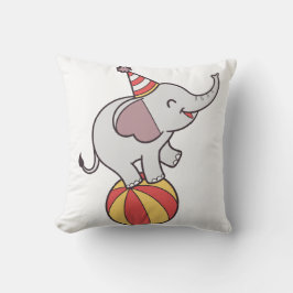Cute Circus Elephant på Boll - Födelsedagsfest Ill Kudde