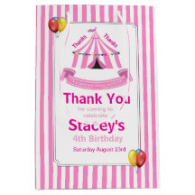Cute Circus-Födelsedagsfestens Tack Rosa