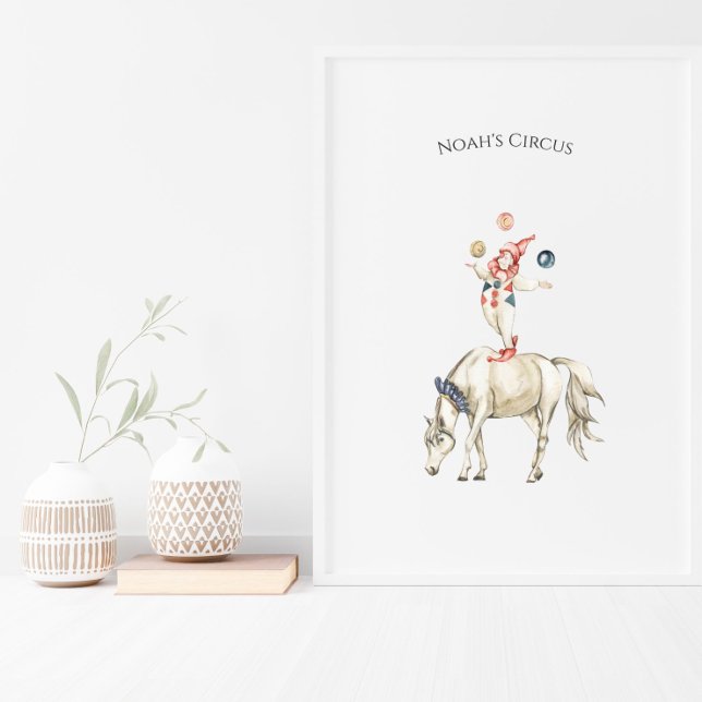 Cute Circus Horse And Clown Carnival Nursery Poster (Skapare uppladdad)