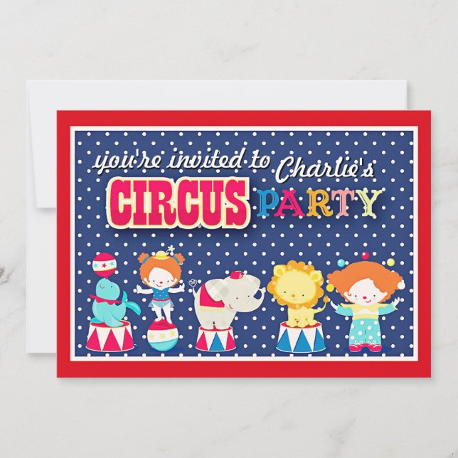 Cute Circus Party-inbjudan Inbjudningar (Framsida)