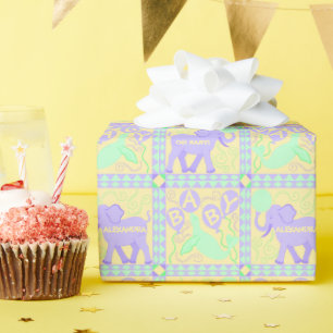 Cute Circus Personligen Baby Shower Mönster Presentpapper
