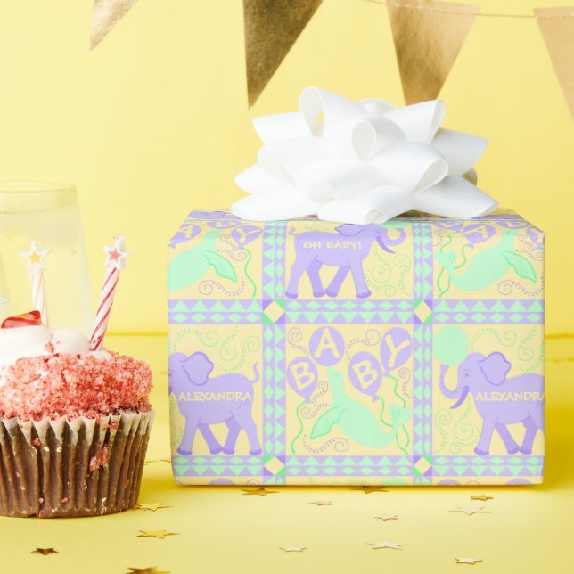 Cute Circus | Personligen Baby Shower Mönster Presentpapper (Födelsedagsfest)