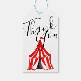 Cute Cirus tält-karnival, unge party, tack märkre Presentetikett