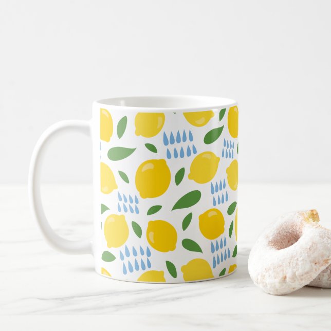 Cute citron och grönt löv mönster kaffemugg (Med munk)