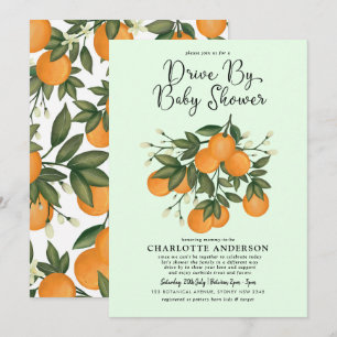 Cute Citrus Drive by Baby Shower Orange Quarantine Inbjudningar