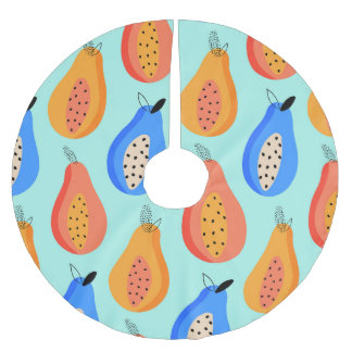Cute Citrus Fruits Sommar Vintage Julgransmatta Borstad Polyester
