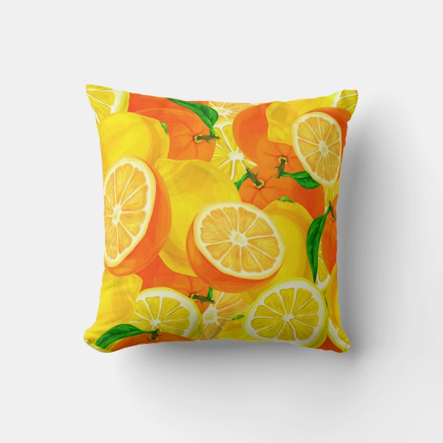 Cute Citrus mönster Dekorativ kudde (Framsida)
