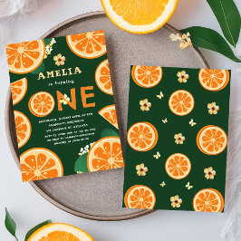 Cute Citrus Orange Baby Första födelsedag Inbjudningar
