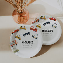 Cute City Cars Transport Birthday Papper Plate